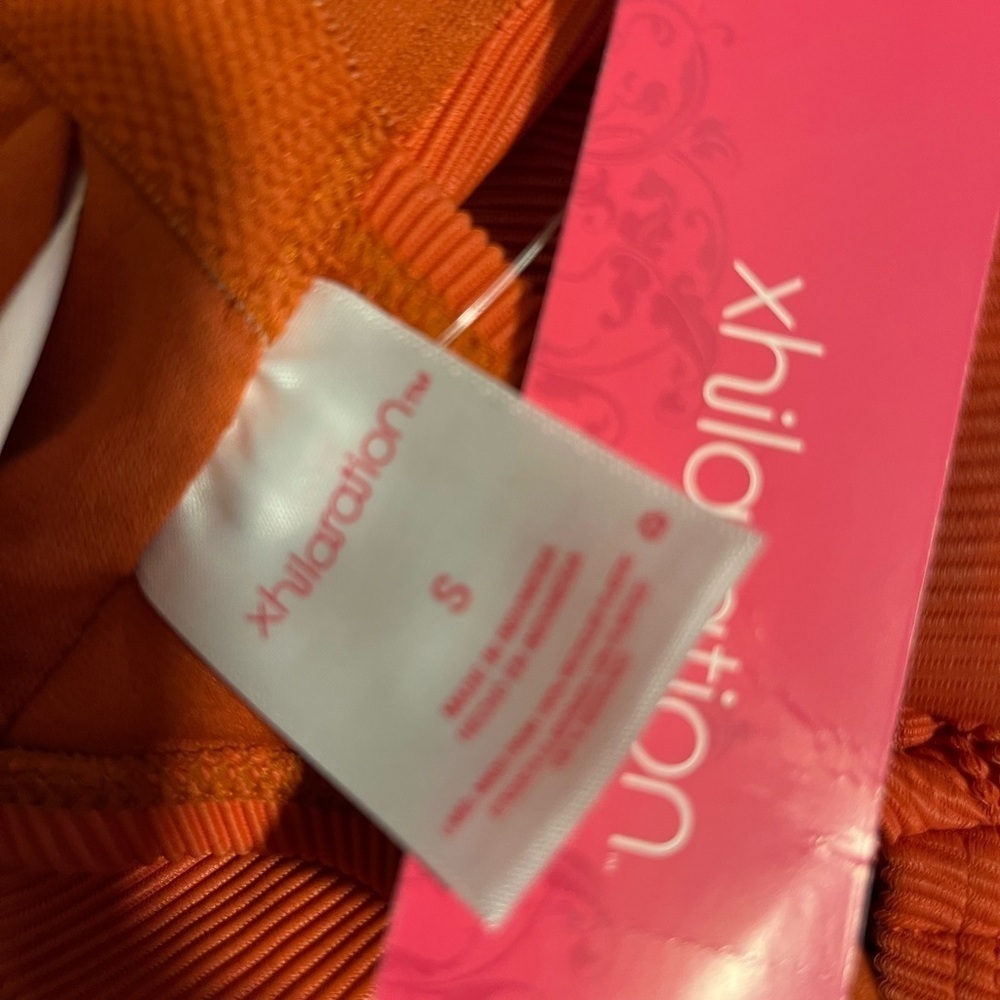RIBBED Side-Cinch One Piece Swimsuit - Xhilaration orange nwt small - Picture 4 of 5